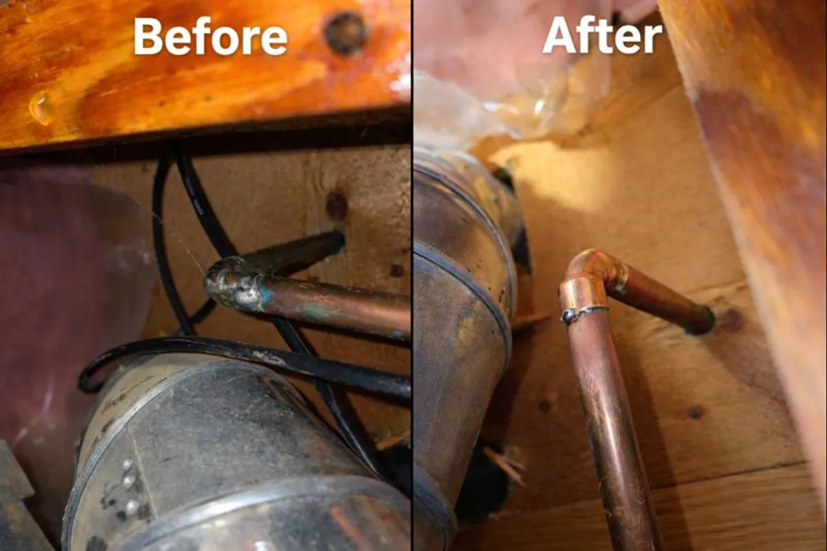 Burst pipe repair before and after — Midtown Plumbing